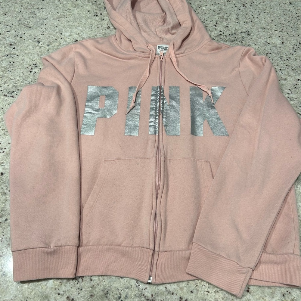 PINK Victoria's Secret Blush Hoodie with Metallic Logo